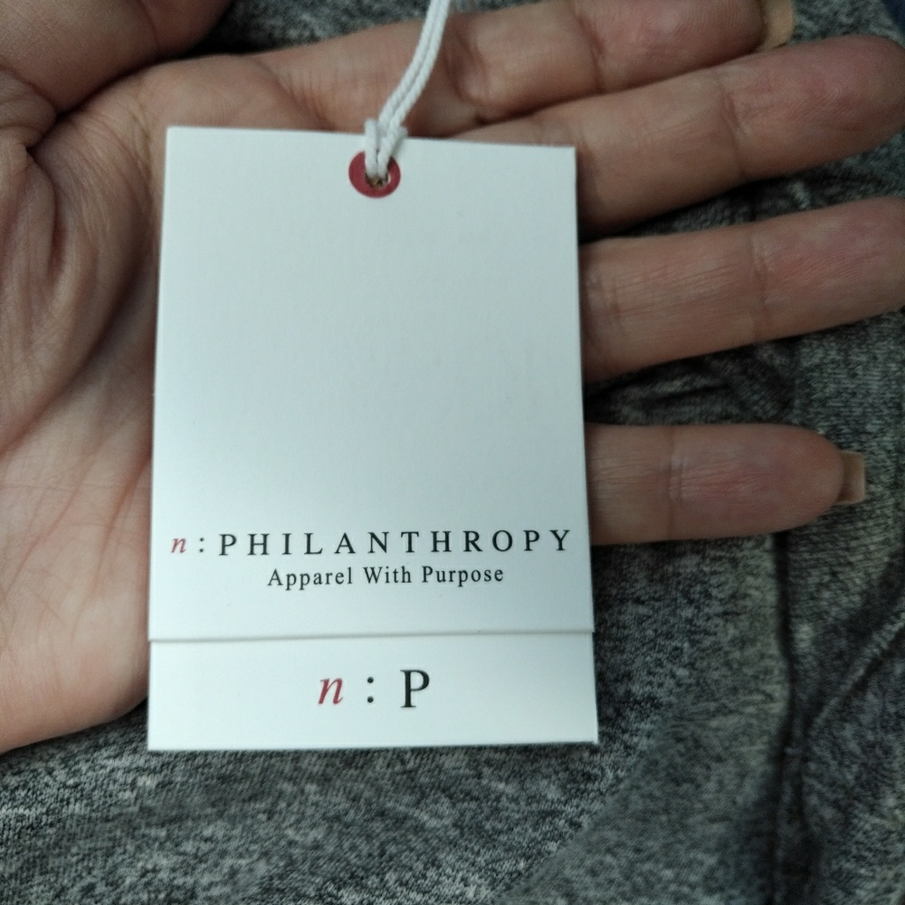 n: PHILANTHROPY Distressed😩 Heather Grey Tank - Picture 7 of 8
